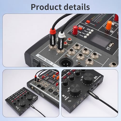 3FT 3.5mm to Dual 1/4" Mono Audio Adapter Cable, 2 Pack, Stereo to Mono Y-Cable for Home Audio Systems, Speakers, CD Players, Amplifiers, Connect 3.5mm Output to Two 1/4" Mono Inputs