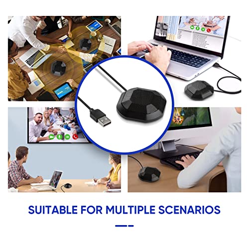 Desktop Microphone 360° Omnidirectional High Sensitivity Clear Computer Microphone with 3.5mm Plug for LaptopPC Gaming & Online Meetings - Compact & Portable Design (USB Plug)