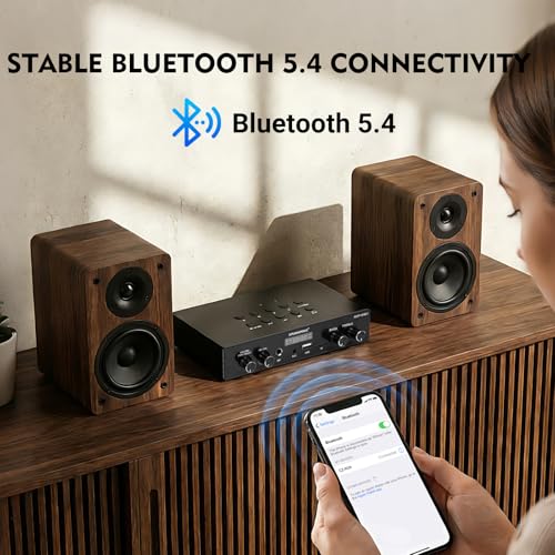 Studiofinix Bluetooth 5.4 Home Stereo Audio Amplifier Receiver, 4-Zone 8-Channel 60W x 8 Output,Optical/USB/Mic/Karaoke, Independent Zone Control, Multi-Room Audio for Home Theater and Studio