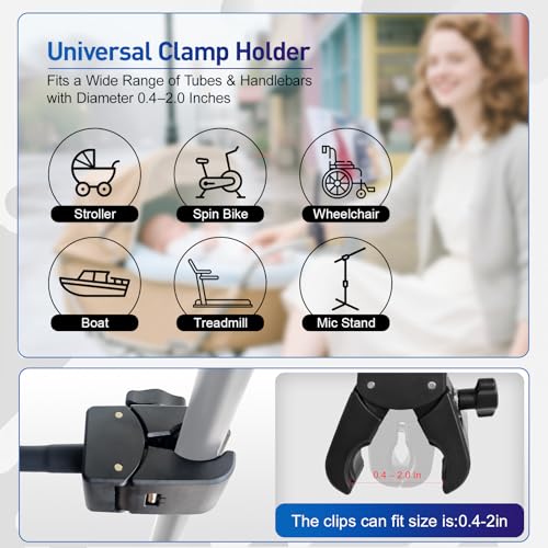 ROCKFREE Clip Phone Holder,360° Rotating Mount for Pole,11.81"Gooseneck Arm - style: 11.81" Gooseneck Arm Phone Holder