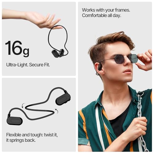 Open Ear Bluetooth Headphones Air Conduction Neckband – ENC Clear Calls, All-Day Battery, Glasses-Friendly, Sweat-Resistant, Bluetooth 5.2 for Work & Sports