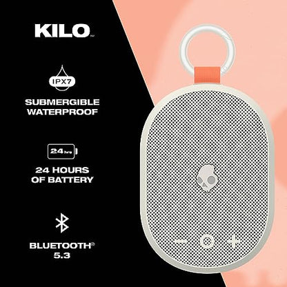 Skullcandy Kilo Wireless Bluetooth Speaker - IPX7 Waterproof Mini Bluetooth Speaker with 24 Hour Battery, Downward Firing Passive Radiator, and True Wireless Pairing - Perfect for Outdoor (Bone) - color: Old Bone