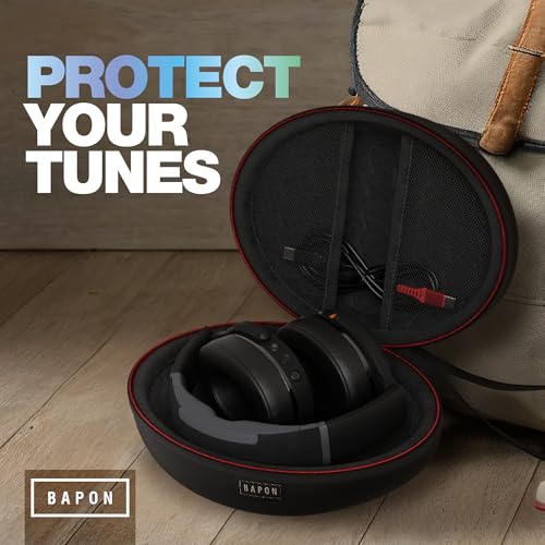 Travel Over Ear Headphone Case - Hard Shell Headphone Case with USB-C Cable - Compatible with Skullcandy/BERIBES/TOZO/KVIDIO/Beats/Anker Noise Cancelling Foldable Wireless Headphone (Black)