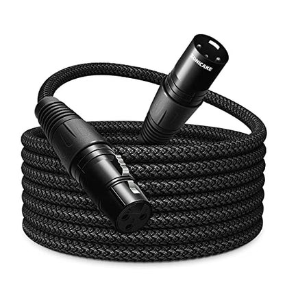 SONICAKE XLR Microphone Cable Male to Female 3 Pin Nylon Braided for Studio Recording and Live Production 10 Feet/3M, Black