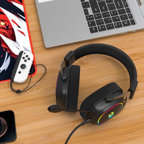 Redragon H510 AK RGB Wired Gaming Headset - 7.1 Surround Sound - 53MM Audio Drivers in Memory Foam Ear Pads w/Replaceable Shell- Multi Platforms Headphone - USB Powered for PC/PS4/NS | 53mm Drivers, Memory Foam Ear Pads w/ Replaceable Shell, Multi-Platfor