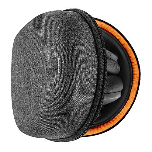 Geekria Shield Headphones Case Compatible with JLab Go Lux ANC, V-Moda Crossfade 3 and More, Replacement Hard Shell Travel Carrying Bag with Cable Storage (Dark Grey)