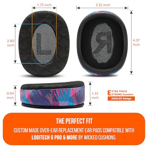 WC Freeze G Pro X - Angled Cooling Gel Earpads for Logitech Gpro X | Made by Wicked Cushions | Extreme Comfort, Angeled Design, New Freeze V2 Cooling Fabric, Extra Thick | Speed Racer - color: Speed Racer