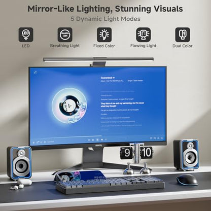 SOULION 10W USB Powered Wired Bluetooth 2.0 Computer Speakers | 2.0 PC Speakers, Easy-Control Pod, 5 Mirror-Like LED Light Modes, for Monitor Laptop Desktop Gaming Music