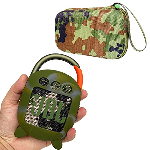 JCHPINE Silicone Cover and Carrying Case for JBL Clip 4 Bluetooth Speaker - color: Squad Green