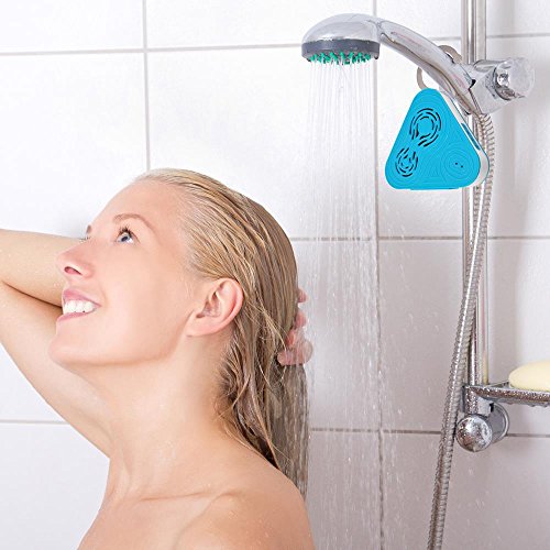 Pyle Portable Wireless Waterproof Shower Speaker - Outdoor Bluetooth Compatible Rechargeable Battery Powered Loud Sound Speaker System w/ AUX - USB Charger - Mp3 Android iPod iPhone PSRB8BL (Blue) - color: Blue