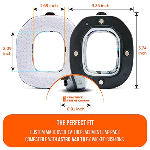 WC Freeze A40 - Hybrid Fabric Cooling Gel Earpads for Astro A40 TR | Made by Wicked Cushions | Improved Durability, Thickness & Sound Isolation | 90s White - color: 90s White