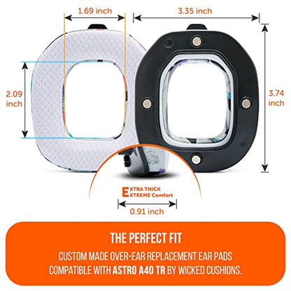 WC Freeze A40 - Hybrid Fabric Cooling Gel Earpads for Astro A40 TR | Made by Wicked Cushions | Improved Durability, Thickness & Sound Isolation | 90s White - color: 90s White