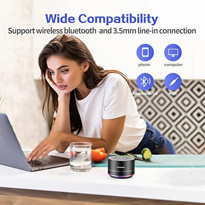 LENRUE Portable Bluetooth Speakers,Wireless Speaker with Clear Sound, Long Playtime, Small Mini Metal Speaker,Christmas Birthday Gifts for Men, Women,Kids(Black) - color: Black