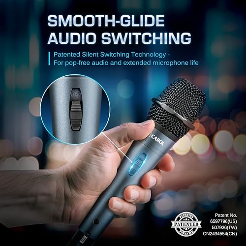 CAROL E dur-916S Gray XLR Wired Vocal Microphone for Singing－Supercardioid | Patented dual-shock-mount minimizes handling noise. Anti-rolling grille keeps the microphone secure on desk. - color: Gray