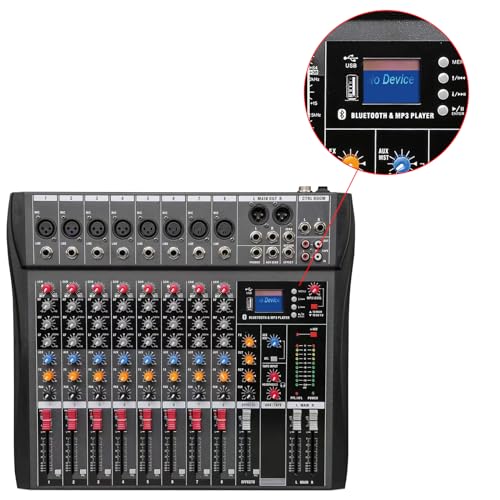 Professional Digital 8 Channel Mixer Sound Board Console Bluetooth Live Studio Audio Mixer Power Mixing USB 110V-220V Dynast, GGM-510013B-6656