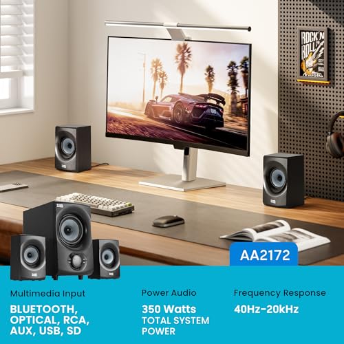Acoustic Audio by Goldwood Bluetooth 2.1 Speaker System 2.1-Channel Home Theater Speaker System, with Optical/Aux/USB/SD Inputs Black (AA2172) - color: Grey