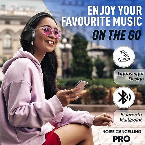 Philips Wireless Headphones Noise Cancelling, Stereo Over Ear Wireless Headphones with Removable Mic, Bluetooth Headset with Microphone, Lightweight and Touch Control, 55 Hours Playtime - style: Noise Canceling-Mic