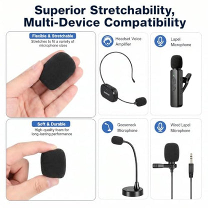 16Pcs Microphone Covers, Black Noise-Prevent Microphones Windscreen
