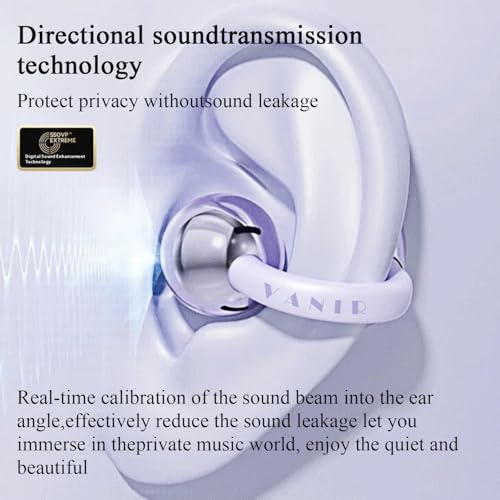 VANIR Open-Ear Wireless Earbuds, Bluetooth 5.4, ENC Noise Cancelling, 36H Playtime, IPX5 Waterproof, Built-in Mic, Lightweight Clip-On Design for Glasses & Small Ears, Sports & Workouts