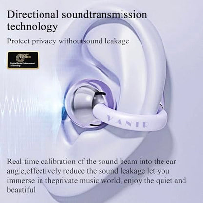 VANIR Open-Ear Wireless Earbuds, Bluetooth 5.4, ENC Noise Cancelling, 36H Playtime, IPX5 Waterproof, Built-in Mic, Lightweight Clip-On Design for Glasses & Small Ears, Sports & Workouts