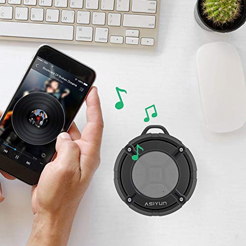Shower Speaker, IPX7 Waterproof Bluetooth Speaker with HD Bass, Suction Cup & Durable Hook, Built-in Mic for Hands-Free Calls, Pool, Beach, Outdoor(Grey) - color: Gray