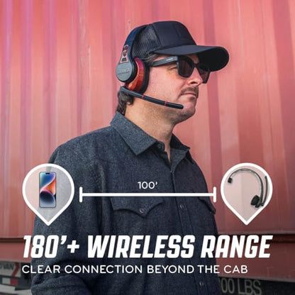 RoadWarrior RW3 Bluetooth Trucker Headset - 105dB 40mm Speaker AI ENC Mic | Noise Cancelling, 50+ Hour Battery Life, 180ft Wireless Range, ANC Audio, IP54 Rugged with Voice Control, Over-Ear Fit