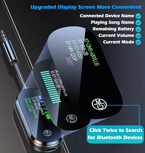 KAIY Bluetooth 5.4 Transmitter Receiver 2-in-1 AUX Adapter | Bluetooth Adapter for TV/Airplane/Car/Speaker, Dual Link for 2 Headphones, Low Latency HD Screen, 3.5mm Bluetooth Dongle - style: Plus