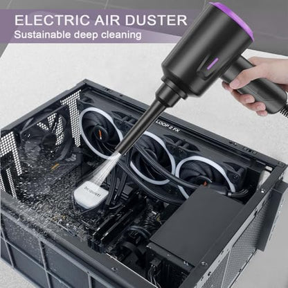 Air Duster - Compressed Air - 5.74 oz High Power Cleaning for Computer - PC - 2 Gear Air Blower (Black Purple) - color: Black Purple