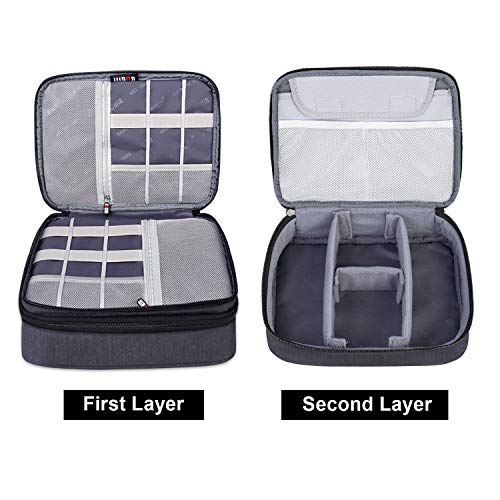 BUBM Electronic Organizer, Double Layer Travel Gear Bag for Cables, Plugs, Flash Hard Drive, Power Bank and More--a Sleeve Pouch for iPad (Large, Black) | Travel Gadget Storage Bag for Cables, Plugs, Flash Hard Drive, Power Bank and More--a Sleeve Pouch f
