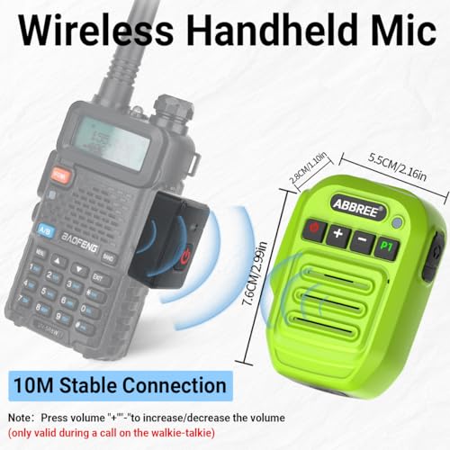 ABBREE Ham Radio Wireless Handheld Speaker Mic, 2 Pin Shoulder Microphone Compatible with Baofeng 5RM UV-5R,BF-F8HP PRO,GM21,K5PLUS,GM-15Pro,UV-5G Plus AR-152 Quansheng UV-K5 8 Walkie Talkie (Green) - color: Green