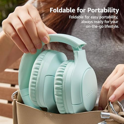 TOZO HA1 70H Over Ear Wireless Headphones Bluetooth 5.4 Foldable Headset | Deep Bass Stereo Sound, 32 Custom EQ Modes, Control Via Button, 78ms Low-Latency, Clear Call, Ideal For Travel Daily Use - color: Green
