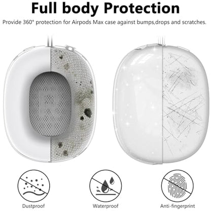 Case for AirPods Max, Anti-Scratch Soft Silicone With Gold Heart Pattern Ear Cups/Ear Pad/Headband Cover for Apple Airpod Max Headphones (Clear Glitter) - color: Clear Glitter