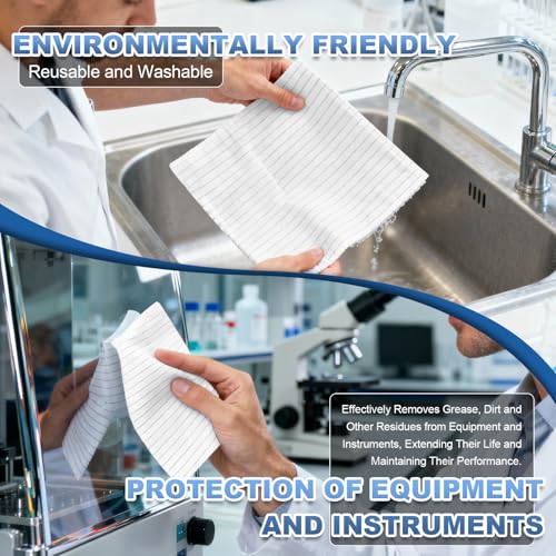 Anti-Static Microfiber cloths 9"x9"(100 Pcs,200GSM) | Lint Free Cloths,Reusable,Special ESD Protection Design is Suitable for Protecting Sensitive Electronic Components and Tools - size: 9" x 9" (Pack of 100)