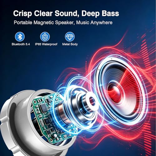 EWA Shower Speaker ,Magnetic Volume Knob Bluetooth Speaker with Phone Stand,Metal Portable Wireless Mini Speakers Waterproof ,for Bathroom Gym Home Kitchen,Birthday Gifts for Adults Teens - color: Silver