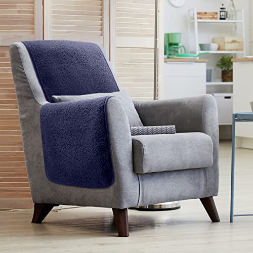 Frienda 2 Pieces Recliner Headrest Covers Sofa Headrest Protector for Recliner Chair Couch Furniture Non Slip for Living Room(Dark Blue) - color: Dark Blue