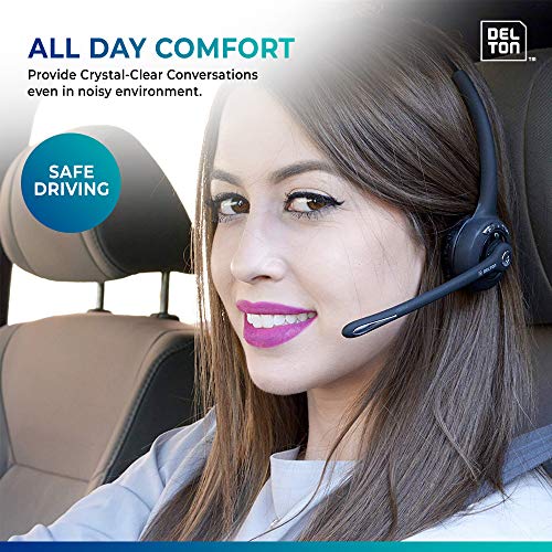 Delton 10X Trucker Bluetooth Headset, Wireless Headphones w/Microphone | Over The Head Single Earpiece with Mic for Skype, Call Centers, Truck Drivers - 18Hrs (2-Pack - style: Headset-Only