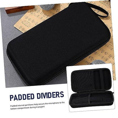 Toddmomy Portable Hard Shell Microphone Storage Case with Two Internal Slots Padded Dividers and Receiver Compartment Protective Mic Carrying Bag for Travel and Accessories Organization