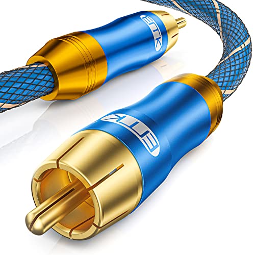 EMK Subwoofer Cable Digital Coaxial Audio Cable for Audiophile 75-Ω SPDIF Digital Coaxial Audio Cable Dual Shielded with Gold Plated RCA to RCA Connectors -Top Blue Series (6.6ft/2m) - size: 6.6ft/2m