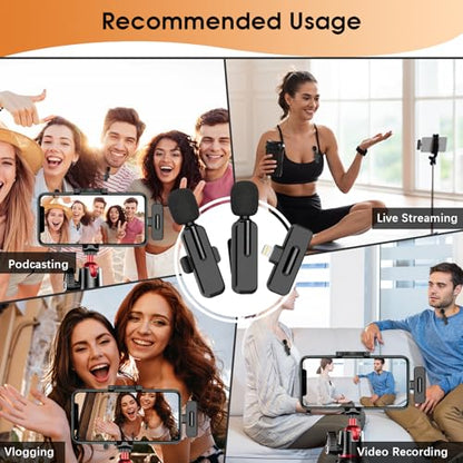 MAYBESTA Wireless Mini Microphone for iPhone iPad - Bluetooth Lavalier Lapel Phone Mic for Audio Video Recording - Content Creator Microphones for YouTube Tiktok Podcast Steaming Vlogging