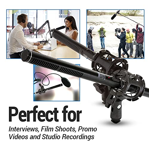 VidPro XM-55 13-Piece Professional Video & Broadcast Unidirectional Condenser Shotgun Microphone Kit - Complete Set Includes 2 Mounts Adapters Cables and More Perfect for Indoor and Outdoor Recording - style: XM-55