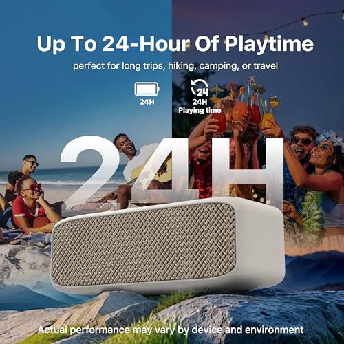 NOBIS 20W Bluetooth Speakers, IP68 Waterproof, Up to 24H Playtime | TWS Pairing, BT 6.0, EQ Mode, TF card & AUX input,Hands-Free Call with App Control for Outdoor, Travel, Home - color: White