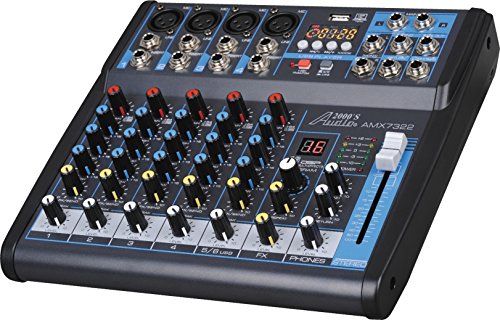 Audio2000'S AMX7322 Six-Channel Audio Mixer with USB Interface, DSP Processor, and Phontom Power - style: 6-Channel Mixer with Bluetooth & Sound Effect