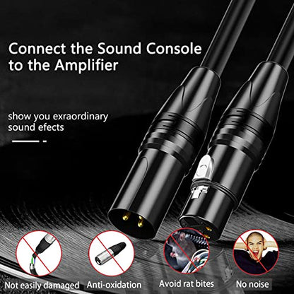 XLR Cables 25ft 6 Pack, Professional X LR to XL R Microphone Cable, Gold-Plated 3-pin XLR Speaker Cable Balanced Mic C able Male to Female, Black - color: Black, size: 25FT