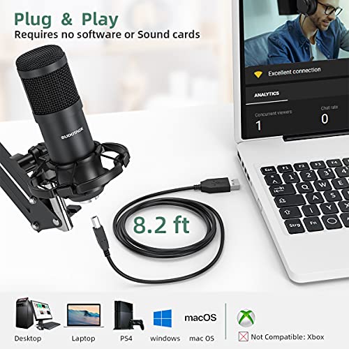 ST-800 Podcast Microphone Kit, 192kHz/24bit USB Condenser PC Mic | 192kHz/24bit chipset, cardioid pickup, studio recording, streaming gaming, voice-over YouTube Twitch, desktop creators