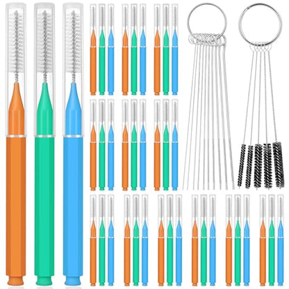 MAPVOLUT 51-in-1 Shower Head Cleaner Kit & Straw Cleaning Brushes Set - Unclog Nozzles, Holes, Stanley Cups, Sippy Bottles, Printers, Faucets - 35 Brushes, 10 Steel Picks, 5 Straw Brushes (3 Colors) - color: Orange+green+blue