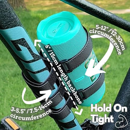 Portable Speaker Mount for Bike - Heavy-Duty Waterproof Hook and Loop Fastener Strap Holder Fitting Railing, Roll Bar & Frame of Bicycle, Golf Cart, Scooter, UTV, ATV, Motorcycle, Stroller - color: Black Grained Basic