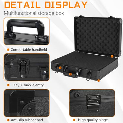 17 Inch Hard Carrying Storage Case | Ideal for Microphone & Camera Gear Transportation, DJ Mixer Case with Customizable Pre-Diced Foam, 17 X 12 X 6 Inch, Black - size: Inner：16.5''X 11.5''X 5.5''