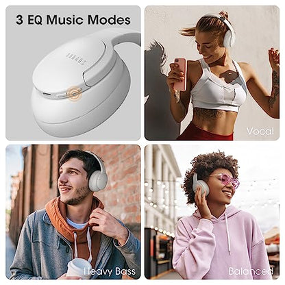 DOQAUS Bluetooth Headphones Over Ear, Headphones Wireless with 90H Playtime | 3 EQ Mode, Bluetooth5.3 Wireless Headphones with Hifi Stereo Sound, ENC Mic, Foldable for Travel Work Study Phone, Light Grey - color: Light Gray