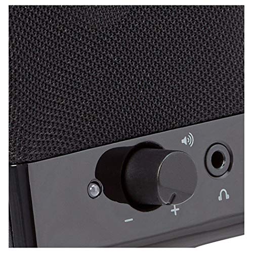 Amazon Basics USB-Powered Computer Speakers with Volume Control for Desktop or Laptop PC, Compact Size, Headphone Jack, Portable, Plug-N-Play, Black - size: 1-Pack, style: USB