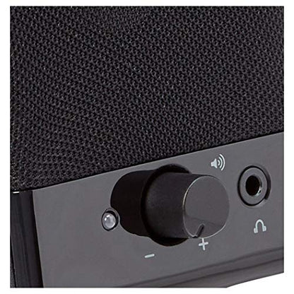 Amazon Basics USB-Powered Computer Speakers with Volume Control for Desktop or Laptop PC, Compact Size, Headphone Jack, Portable, Plug-N-Play, Black - size: 1-Pack, style: USB
